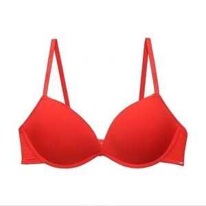 BeMe New York Basic Plunge Light Push Up Bra NWT Red